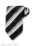 $90 NEW HandMade Necktie Black White & Gray Stripes Tie