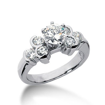 1.25 Ct Diamond Engagement Ring Round Cut Solitaire Bezel Accent Style SI3 H
