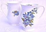 Pair of Two Fine English Bone China Mugs Forget-me-knot Chintz