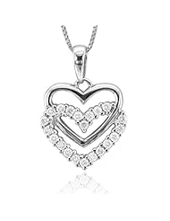 14k White Gold Heart Diamond Pendant Necklace (HI, I1-I2, 0.25 carat)