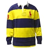 Polo Ralph Lauren Classic Fit Navy and Yellow Large Striped Mens Rugby Shirt