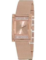 GUESS Womens U0127L3 Timeless Shine Crystal Mesh Rose Gold-Tone Watch