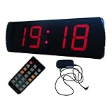 4" インチ  4位の赤色LED時計　正のカウントダウン、カウントダウン時計　IRリモート制御　超寿命 屋内用ウィークリーデジタルクロック