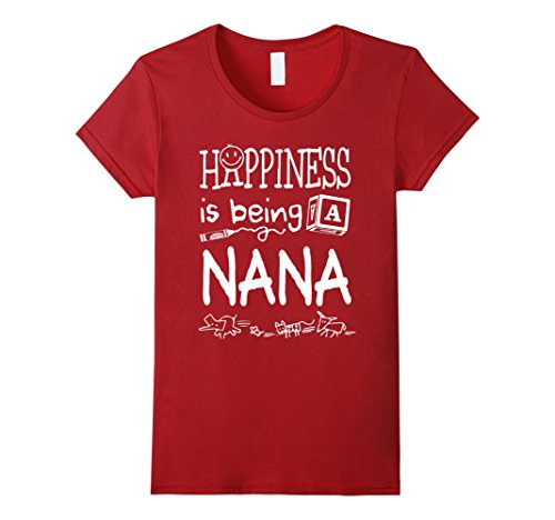 Happiness is being a Nana T Shirts Grandma Gift Tee Toop – Female Large – Cranberry