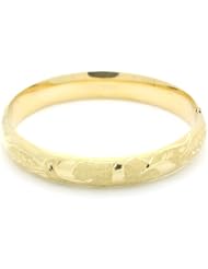 14K Yellow Gold 11mm Diamond Cut Heart 2.5 Diameter Adjustable Bangle Bracelets