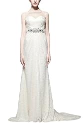 Sleeveless  Lace Sheer Sweetheart Evening Dress/Tunic  with a Brush/Sweep Train  With Rhinestones
