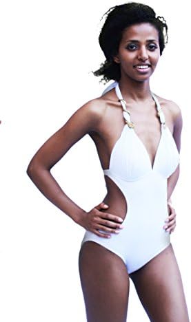 White Monokini with Gold Jeweled Snake Trim, Small