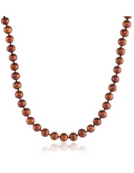 Sterling Silver Dyed Chocolate Freshwater Cultured Pearl A Grade 6.5-7mm Necklace, 20"