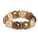Produkt-Bild: VALERO PEARLS S&uuml;&szlig;wasser-Zuchtperlen Ring auf Nylon, dehnbar, gold/champagner/mokkabraun 60311430