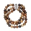 Sterling Silver Freshwater Dyed Chocolate Cultured Pearl Triple Strand Bracelet - 7.25''