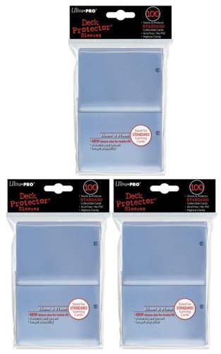 (300) Ultra Pro New Standard Size(66mm x 91mm) Clear Deck Protectors Sleeves! 3 Factory Sealed 100ct Packs (#82689) with Ultra Pro s Hologram Quality Seal of Durability! Stores and Protects Standard Size Gaming Cards including Magic the Gathering and (300) Ultra Pro New Standard Size(66mm x 91mm) Clear Deck Protectors Sleeves! 3 Factory Sealed 100ct Packs (#82689) with Ultra Pro s Hologram Quality Seal of Durability! Stores and Protects Standard Size Gaming Cards including Magic the Gathering and