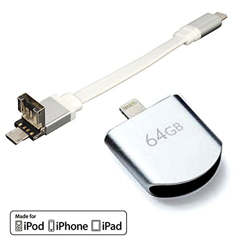 SmartQ Apple MFI Certified iPhone 64GB Flash Drive with Lightning Connector External Storage Memory Expansion for iPads iPods Computers - Silver