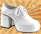 Pleaser Funtasma Brand Style Jazz-02 Mens Pimp Costume 1970s Disco Man White Patent 70s Platform Shoes