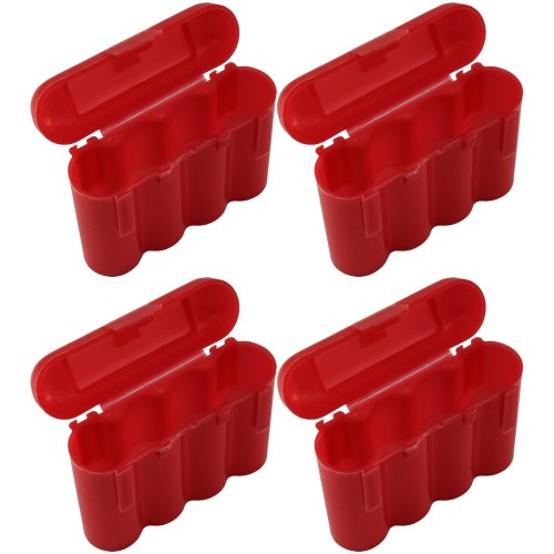 AA AAA CR123A Red Battery Holder Storage Case 4 Cases AA AAA CR123A Red Battery Holder Storage Case 4 Cases