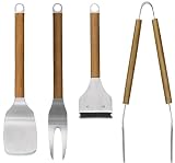 SagaForm Four Piece Bar B Que Set with Teak Wood Handles