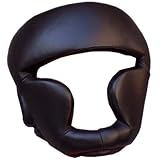 PU Full Face Head Guard Kick Boxing Headguard Protection Black