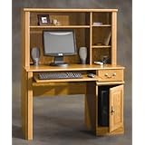 Sauder Orchard Hills Small Wood Computer Desk with Hutch in Oak