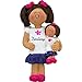 Girl with Doll Personalized Christmas Ornament - Handpainted Resin - 3.5