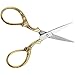 EMBROIDERY SEWING SCISSORS With Beautiful Vintage Gold Handle, Small & Sharp With Gift Bag for Cross Stitch Needlepoint Crafts, Cute Personal Scissors for Office Desk Stationary, Antique European Gold