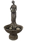 44 Lighted LED Lady with Lily Flowers Outdoor Garden Water Fountain