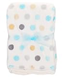 Baby Gear Polka Dot Plush Blanket (30″ x 30″) – tan/off white, one size