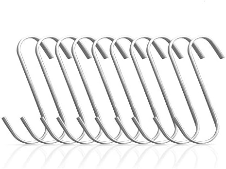 OPCC 1PCS Opcc Sticky Notes + 5 Pack Silver Color S Hooks Stainless Steel Hangers For Home, Kitchen and Garage , Gardening Tools,black Enamel Coated Metal, Holds up to 40 Lbs. Includes Installation Hardware Designed for Any Kitchen (Flat Brushed Wide)