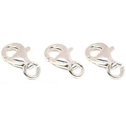 3 Lobster Claw Clasps Sterling Silver Jewelry Part 10mm