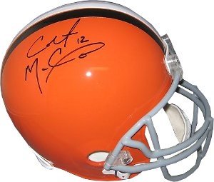 Colt McCoy Autographed/Hand Signed Cleveland Browns Replica Mini Helmet- PSA Hologram
