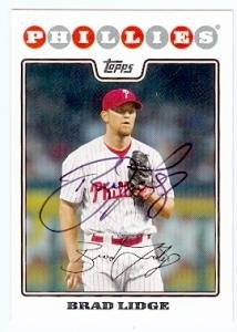 Brad Lidge Autographed/Hand Signed baseball card (Philadelphia Phillies) 2008 Topps #496