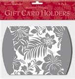 Hawaii Christmas Gift Card Holder Hibiscus Fern Silver 6 Pack