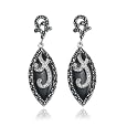 Sterling Silver Marcasite and Blue Gold Stone Drop Earrings