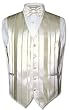 Men's Dress Vest & BOWTIE Cream / Champagne / Off-White Striped Woven Design for Suit or Tuxedo