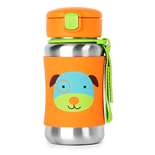 Skip hop zoo stainless steel straw bottle, dog