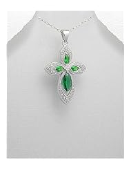 Cross CZ Pendant Necklace In 92.5 Sterling Silver