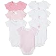 Spasilk 100% Cotton Assorted Short Sleeve Lap Shoulder 7-Pack Bodysuit - Girl, Newborn