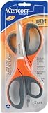 Westcott Elite Stainless Steel Straight Shears, 8 Inches, Orange/Gray, 2-Pack (13249)