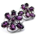 Purple Garnet Flower Earrings