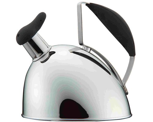 "Calypso Basics Whistling Tea Kettle, 2-Quart, Stainless Steel with Rubber Handle"