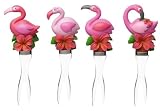 Tropical Pink Flamingo Corn Cob Picks Holders Set of 4