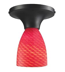 Celina 1-Light Semi-Flush In Dark Rust And Scarlet Red Glass