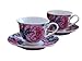 English Rose Pattern Child's Size Tea Party Fine Demi Tea Cups And Saucers - Set of Four