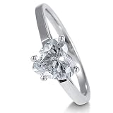 Sterling Silver Ring Heart Cubic Zirconia CZ Solitaire Ring 1.7ct - Nickel Free Valentine Engagement Ring