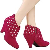 Trinity02 Studded Cuff Ankle Bootie FUCHSIA