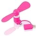 Bon Venu Micro USB Mini iPhone Fan, Portable Dock Cool Cooler Rotating Fan, Cooling Solution Quiet, Foldable Personal Fan for iPad, iPhone, Android Phone Color Pink