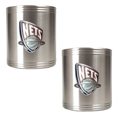 NBA New Jersey Nets Two Piece Stainless Steel Can Holder Set - Primary Logo