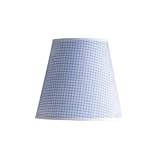 Laura Ashley SKG410 Gingham Boys Gingham Children's Table Lamp Shade, White Blue Cotton Fabric B8459