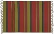 100% Cotton Flat Weave Red and Green Rug Striped 2 X 3