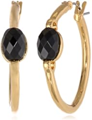 T Tahari Stone Hoop Earrings