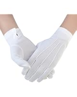 JISEN Men Police Formal Tuxedo Honor Guard Parade with Snap White Nylon Gloves 26cm