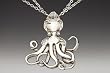 Silver Spoon Double Chain Necklace Pendent Fork Octopus